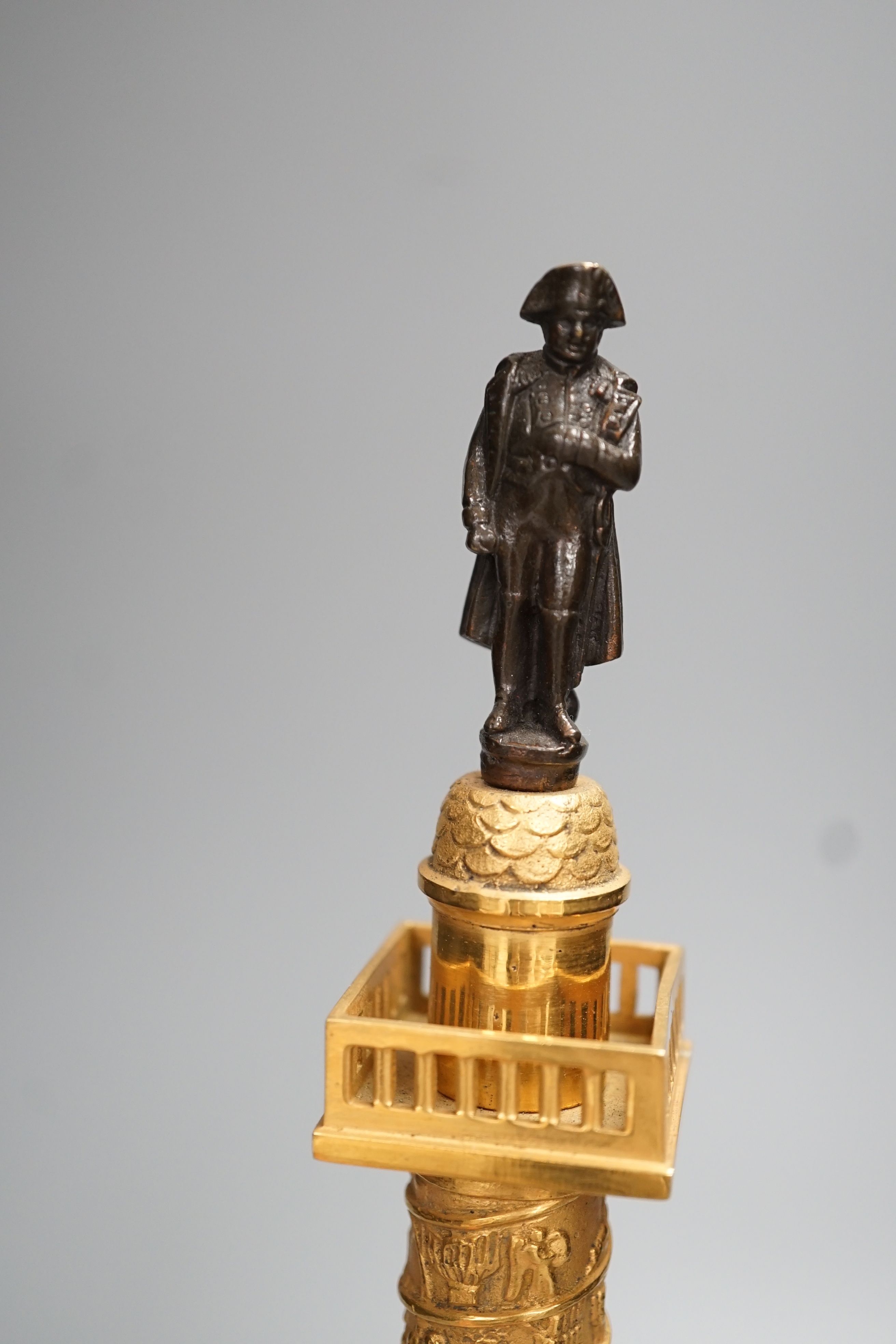 An ormolu and bronze model of Napoleon’s Vendome column, 31.5cm tall